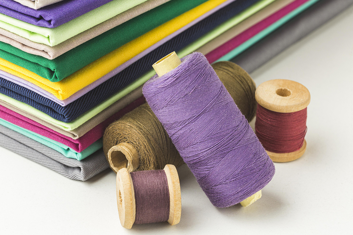 stack fabric with spools thread